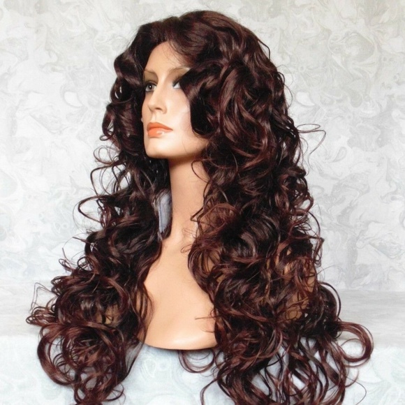 NEW Brown Long Layers of Soft Curls Skin Top Wig main image 6